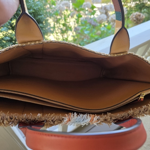 Tory Burch Brown Tote Bag with Red Accents - Picture 4 of 6